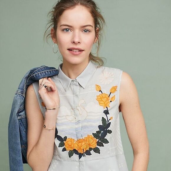 ANTHROPOLOGIE Sahil Kochhar Kashti Embroidered Top - Picture 2 of 8